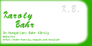 karoly bahr business card